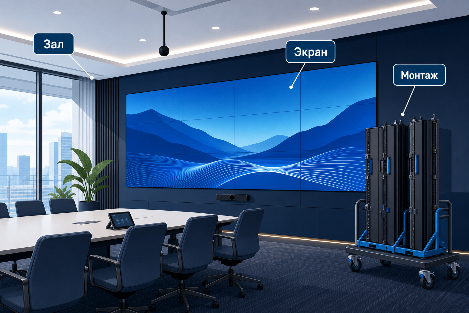 Иллюстрация: all-in-one LED-экран в переговорной